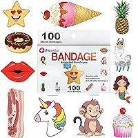 BioSwiss Bandages, Assorted Animal, Fun, and Food Shaped Self Adhesive Bandage, Latex Free Sterile Wound Care, 100 Count
