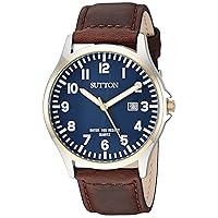 Men's SU/5015NVBN Date Function Easy to Read Brown Leather Strap Watch