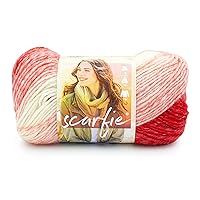 Lion Brand Yarn Scarfie Yarn, 1 Pack, Red/Cream