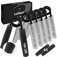 Logest Metal Hand Grip Set, 100LB-350LB 6 Pack 50LB-350LB 7 Pack No Slip Heavy-Duty Grip Strengthener with Gift Box, Great Wrist & Forearm Hand Exerciser, Home Gym, Hand Gripper Grip Strength Trainer