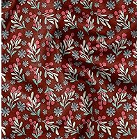 Soimoi Cotton Canvas Red Fabric - by The Yard - 42 Inch Wide - Snowflake & Red Berries Fruits Print Material - Whimsical Winter Berry Elegance for Festive Crafts Printed Fabric