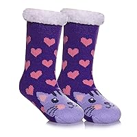 Kids Boys Girls Slipper Socks Cute Animal Fuzzy Winter Warm Fleece Lining Christmas Socks With Grippers