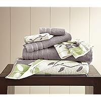 Modern Threads Amrapur Overseas 6-Piece Yarn Dyed Organic Vines Jacquard/Solid Ultra Soft 500GSM 100% Combed Cotton Towel Set [Ash Grey]