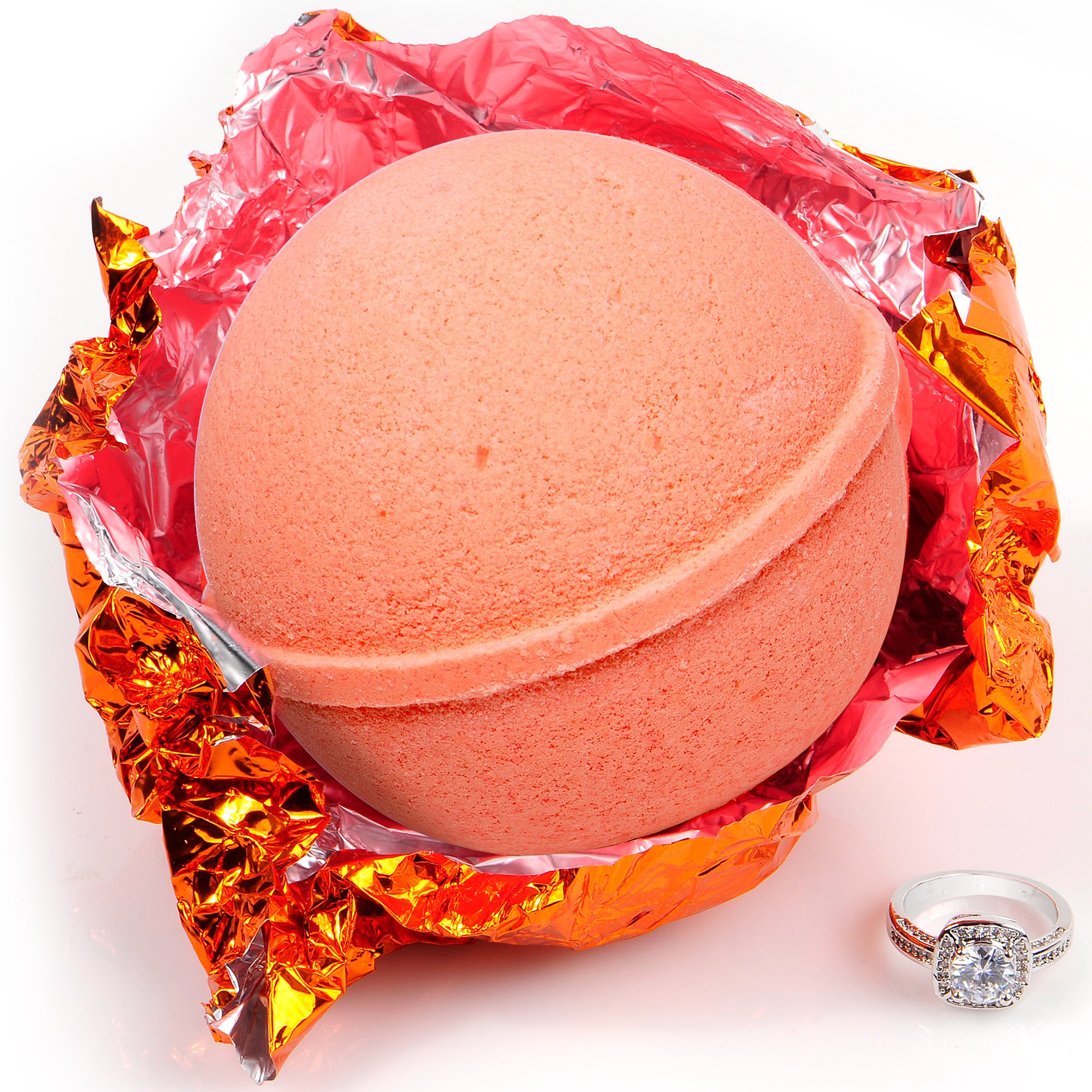 Bath Bomb with Size 6 Ring Inside Life of The Party Pink Grapefruit Extra Large 10 oz. Made in USA