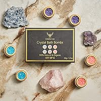 Crystal Bath Bombs - 100% Natural Organic Luxury Bathbombs - Beauty Self Care Spa Pamper Aromatherapy Birthday Gifts for Women Mom Him Her - Unique Relaxation Healing Crystals Gift Set