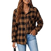 Blooming Jelly Womens Long Sleeve Shirts Flannel Plaid Tops 2023 Button Down Casual Fall Outfits Shacket