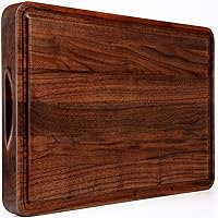 AZRHOM Large Walnut Wood Cutting Board for Kitchen 18x12 (Gift Box) with Juice Groove Handles Non-slip Mats Thick Reversible Butcher Block Chopping Board Cheese Charcuterie Boardrd