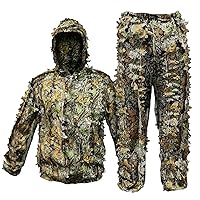 Ghillie Suit, Leafy Suit for Hunting, Hunting Gear Including Hunting Clothes, Hunting Gloves, Leafy Face Mask and Bag