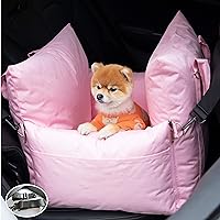 Durable Dog Car Seat with Front & Back Protection - Dog Booster Seat with 2 Adjustable Dog Leashes for Dog Harness with Belts - Dog Bed Pet Car Seat with Carrier Handles for Small & Medium