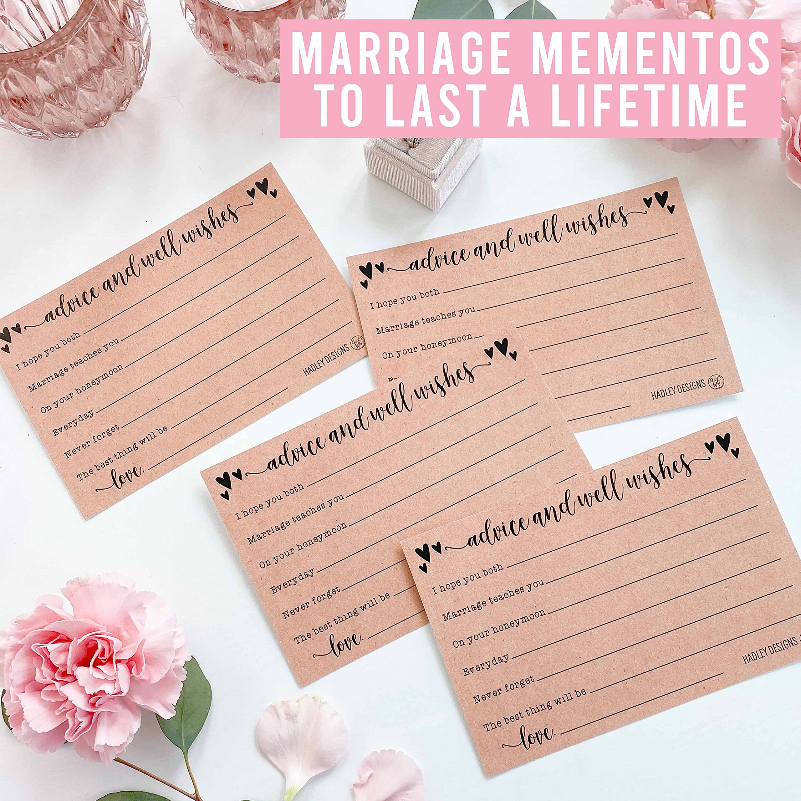 50 Wedding Advice Cards For Bride and Groom, Wedding Card Boxes For Reception, Wedding Guest Book Alternative, Rustic Bridal Shower Games For Guests Wedding Games For Guests Advice For The Bride Cards