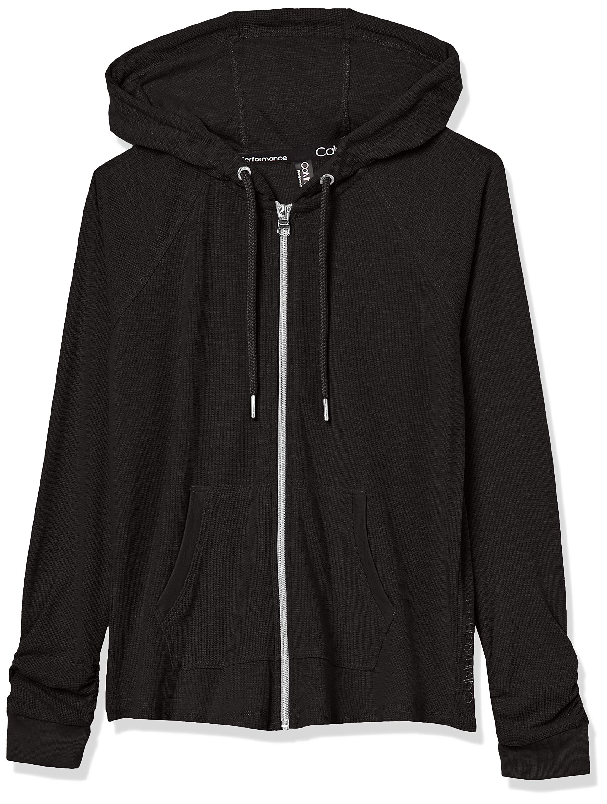 Calvin Klein Women's Premium Performance Ruched Long Sleeve Zip Up Hoodie (Standard and Plus)