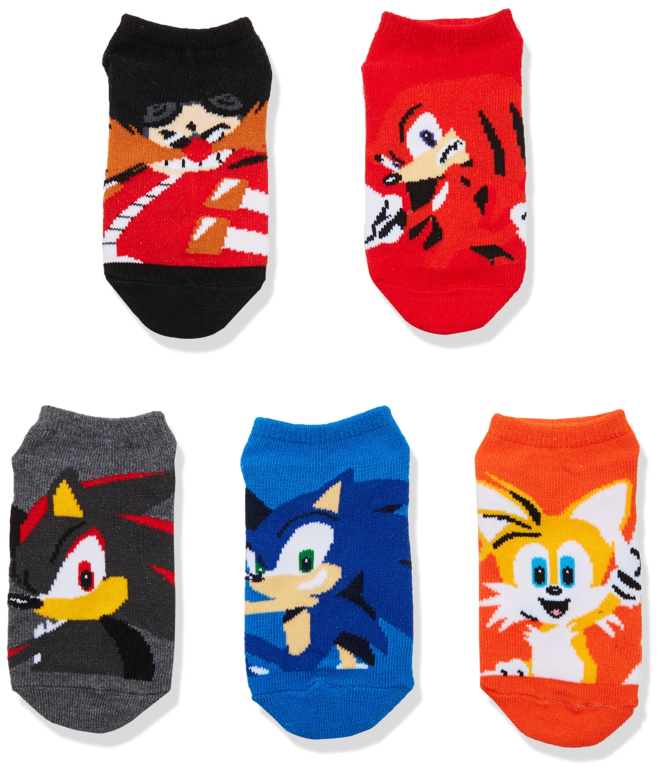 Sonic The Hedgehog Boys' 5 Pack No Show Socks