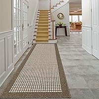 Ileading Brown Runner Rugs for Hallway 2'x8' Non Slip Farmhouse Long Kitchen Floor Mats with Rubber Backing Absorbable Throw Rugs Machine Washable Indoor Decor Carpet for Corridor Petmat Entryway