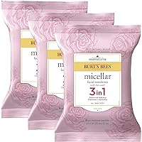 Rose Water Face Wipes, for All Skin Types, Hydrating Micellar Makeup Remover & Facial Cleansing Towelettes, 30 Ct (3-Pack)