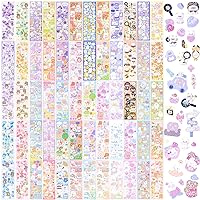 60 Sheets Korean Stickers Kpop Deco Stickers for Photocard Self Adhesive Colorful Stickers Cute Korean Stickers with Rabbit Bear Flower Cake for DIY Arts Craft Cards Scrapbooking Valentine Gift