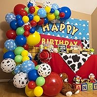 100pcs, EASY DIY – Toy Story Balloons Garland Kit & Arch for Toy Story Birthday Party and Baby Shower Decorations – Toy Story Balloons with Cow and Cloud Pattern for Toy Story Party Décor & Theme