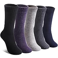 LINEMIN Wool Socks for Women Winter Warm Hiking Thick Warm Cozy Boot Crew Gift Socks 5 Pairs