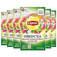 Lipton Green Tea Bags, Orange, Passionfruit, Jasmine, 20 Count (Pack of 6)