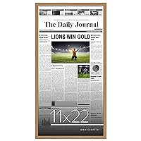Americanflat 11x22 Newspaper Frame in Dark Oak - Assorted Media Article Cover Frame with Plexiglass Cover and Hanging Hardware - 22x11 Front Page Newspaper Picture Frame for Wall Display