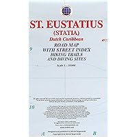 Sint Eustatius (Statia), Dutch Caribbean, Road Map with Street Index, Hiking Trails and Diving Sites