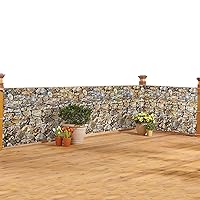 Collections Etc Realistic Faux Stone Privacy Fence Cover-Rope & Metal Eyelets Included-Easy Installation to Any Fence/Deck-Hides Unsightly Views-Weather-Resistant Polyester, Plastic - 180