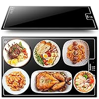 Electric Warming Tray（Large 22”x14”） with Adjustable Temperature Control, Food Warmer - Keep Food Hot for Parties Buffets, Restaurants, House Parties, Events & Dinners, Tempered Glass Surface，Black
