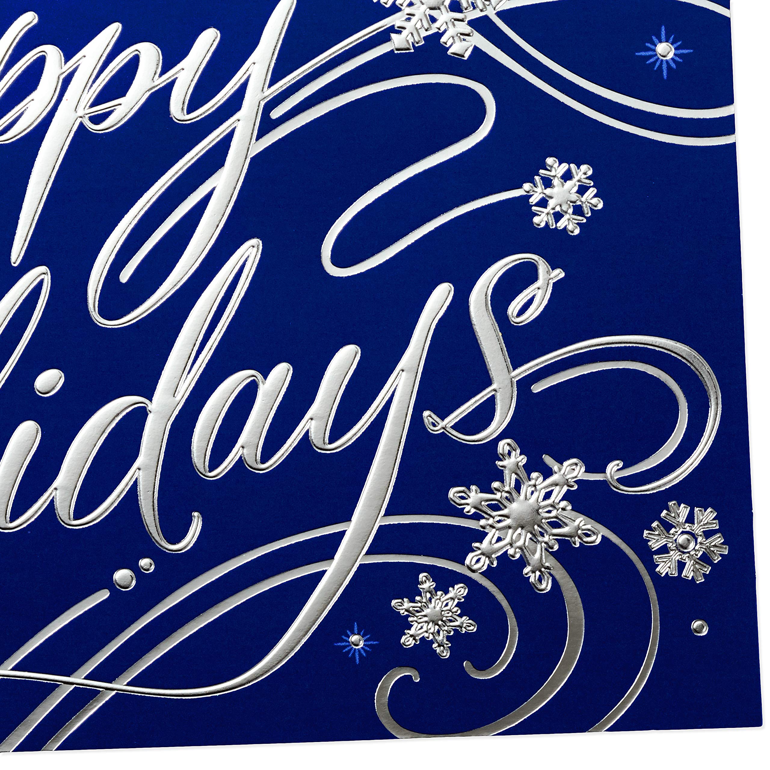 Hallmark Boxed Holiday Cards, Happy Holidays (40 Blue and Silver Cards with Envelopes)