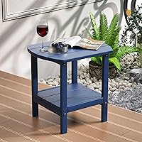 TORVA Patio Adirondack Side Table, Outdoor End Tables All-Weather Resistant HDPE Humidity-Proof Long Time Use for Deck, Lawn,Garden, Porch, Backyard End Table（Navy Blue）(2 Tier)