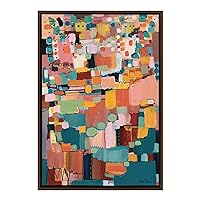 Sylvie Sunset Fiesta Framed Canvas Wall Art by Leah Nadeau, 23x33 Brown, Decorative Abstract Art Print for Wall