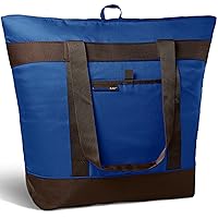 Rachael Ray Jumbo Chillout Thermal Tote, Insulated Soft Sided Cooler Bag, Foldable Reusable and Leak Proof Food Grocery Bag, Portable Travel Cooler, Hot or Cold Carrier, Navy