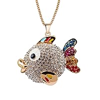 Uloveido 18K Gold Plated Cute Fish Pendant Necklace for Teen Girls Women Long Chain Goldfish Necklace for Mom Daugher Anniversary Birthday Gift YS846