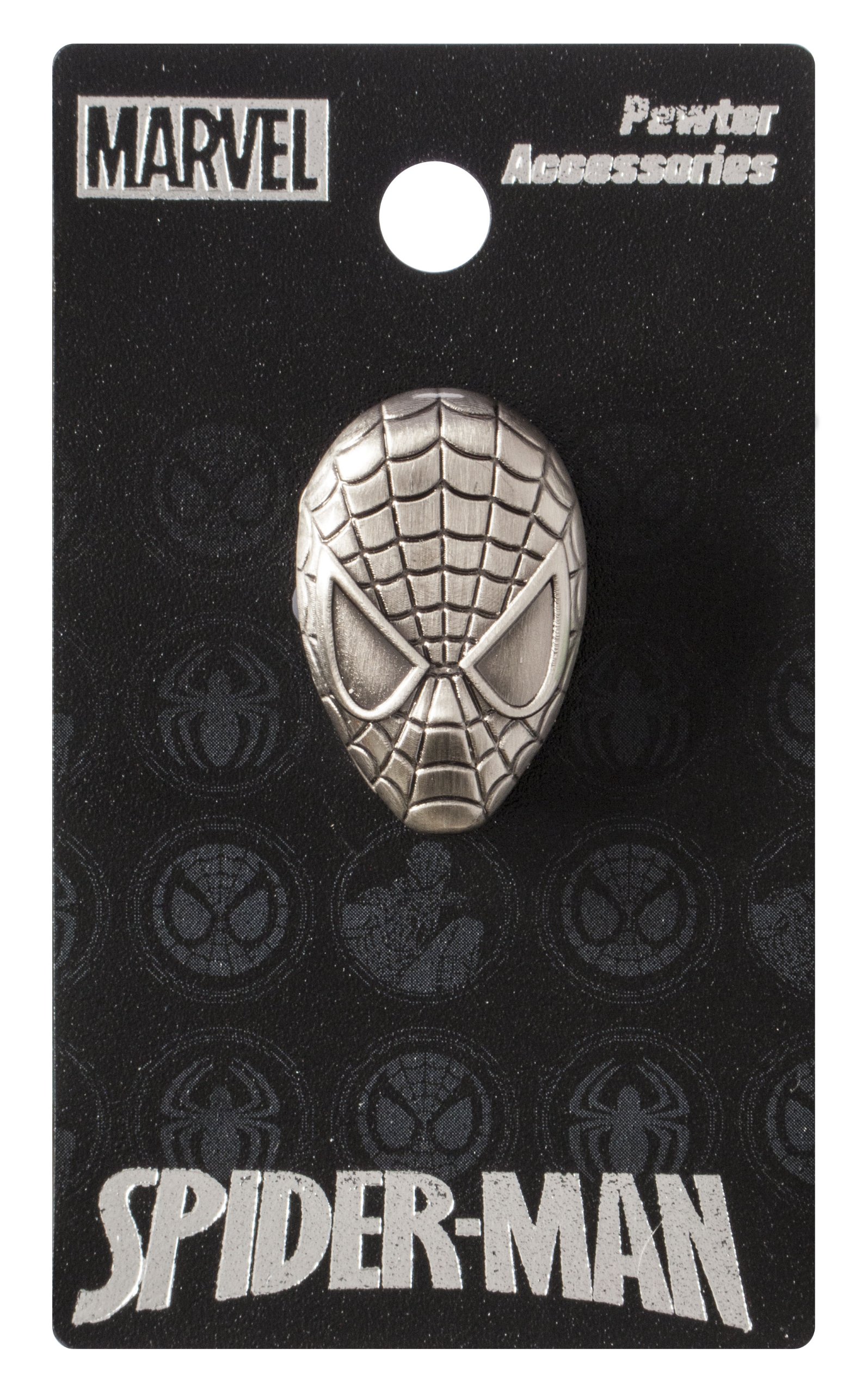 Marvel Spider-Man Head Pewter Lapel Pin,Silver,1