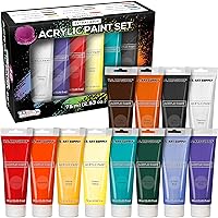 U.S. Art Supply Professional 12 Color Set of Acrylic Paint in Extra-Large 75ml Tubes - Rich Pigment Vivid Colors for Artists, Students, Beginners, Kids, Adults - Canvas, Portrait Paintings, Wood