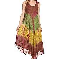 Sakkas Ombre Floral Tie Dye Tank Sheath Caftan Rayon Dress
