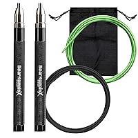 Speed Jump Rope - Get Fit Fast with Double Unders - Boxing & Conditioning - Fast & Easy Set Up - 2 Lightweight Cables + 2 Handles in Black or Blue - Free Carrying Case