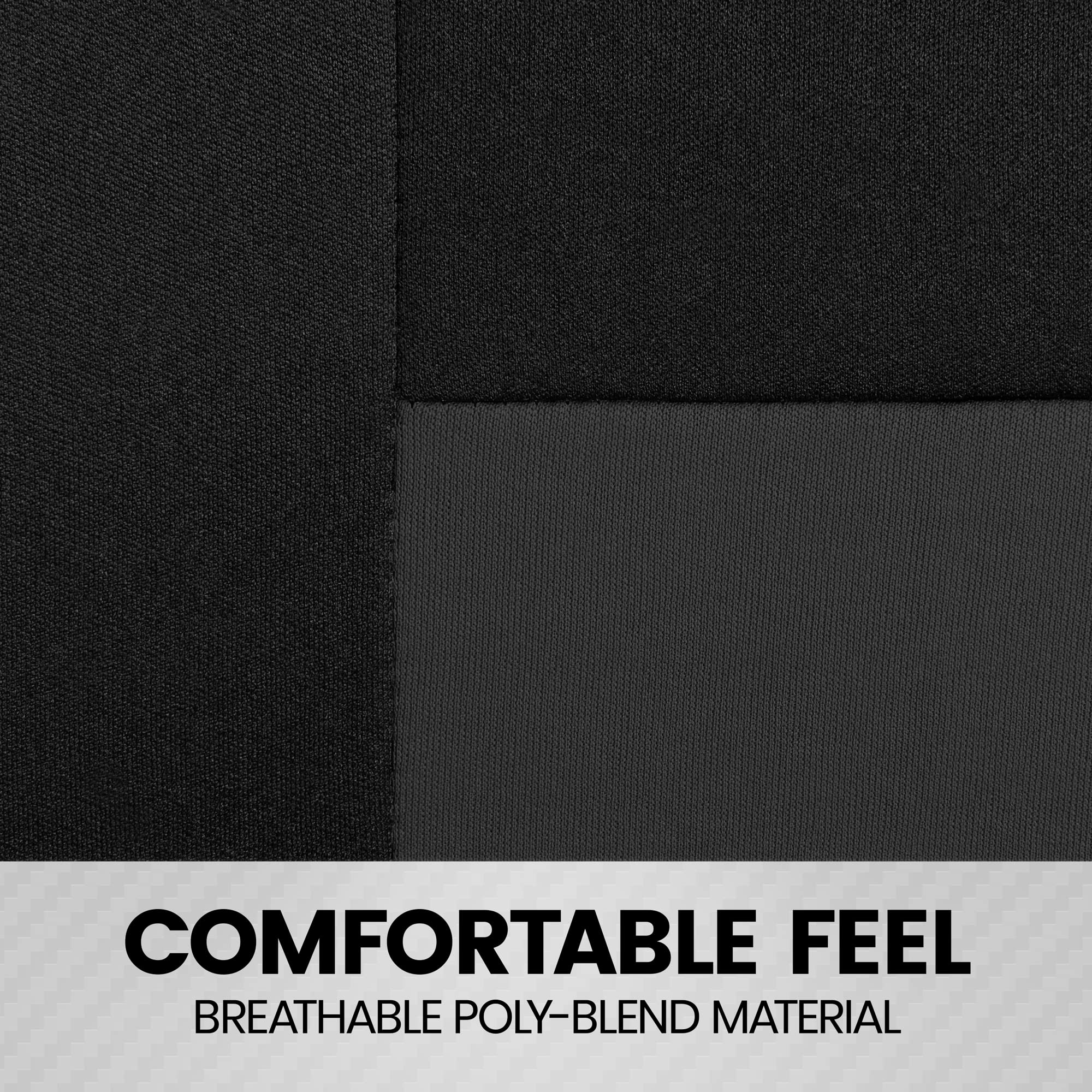 BDK PolyPro Car Seat Covers Full Set in Charcoal on Black – Front and Rear Split Bench Seat Covers for Cars, Easy to Install Car Seat Cover Set, Car Accessories for Auto Trucks Van SUV