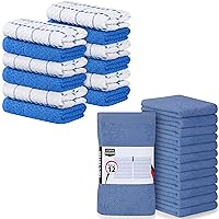 Utopia Towels Bundle of 24 Kitchen Dish Towels & Bar Mops - 12 Pack Tea Towels - 12 Pack Bar Towels - 100% Ring Spun Cotton - Soft, Absorbent & Multipurpose (Blue)