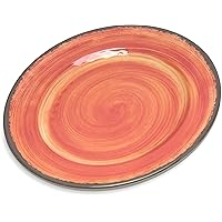 Carlisle FoodService Products Mingle Resuable Plastic Plate Appetizer Plate with Pottery Style for Home and Restaurant, Melamine, 7 Inches, Fireball