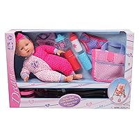 DREAM COLLECTION Gi-Go: 14' Baby Doll with Stroller Set, Accessories Include, Bib, Diaper, Sippy Cup, Bottle, Carry Case and More, Realistic Facial Features, For Ages 3 and up