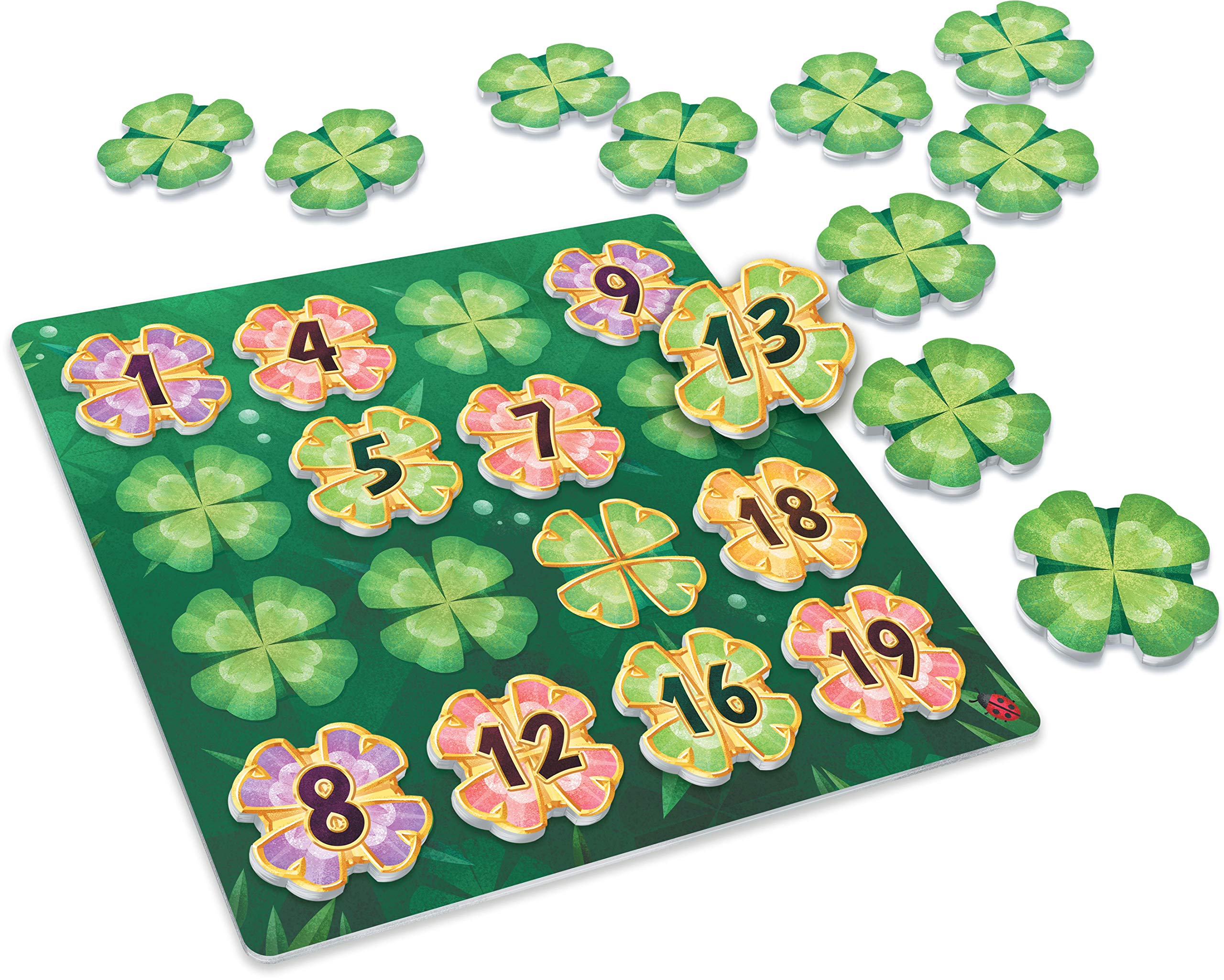 Tiki Editions Lucky Numbers - Be First to Complete Your Garden; 1 Rule - Numbers in Each Row & Each Column Must be Arranged in Ascending Order; Draw, Place or Swap Clovers, 1-4 Players, 20 min, 8+