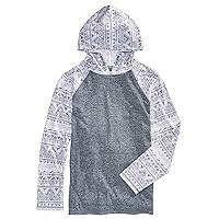 Big Boys' (8-20) Geo-Print Raglan-Sleeve Hooded T-Shirt Medium Indigo