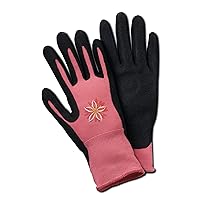 BE338T Bella Women's Comfort Flex Coated Garden Glove, Nitrile Palm Coat, Small/Medium (1 Pair), Black & Pink
