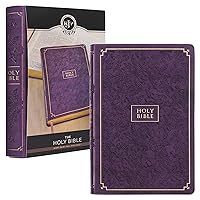 KJV Holy Bible, Giant Print Full-size Faux Leather Red Letter Edition - Thumb Index & Ribbon Marker, King James Version, Purple Floral