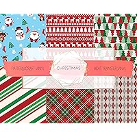 Christmas Pattern HTV Holiday Pattern Vinyl Heat Transfer Tape Included 12 inch by 12 inch Works w All Craft Cutters (Mix & Match, 3)