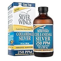 Natural Path Silver Wings Colloidal Silver 250ppm (1250mcg) Enhanced Immune Support Supplement - 8 Fl. Oz. - Cap Top