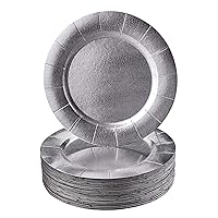 Silver Spoons ELEGANT DISPOSABLE CHARGER PLATES - Metallic Finish - Made of Premium Carstock Materials - 13', 10 PC, Silver