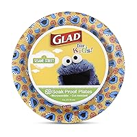 Glad for Kids Cookie Monster Paper Plates | Cookie Monster Plates, Kids Plates | Cookie Monster Paper Plates for Everyday Use, 7” Paper Plates 20 Ct | Sesame Street Paper Plates
