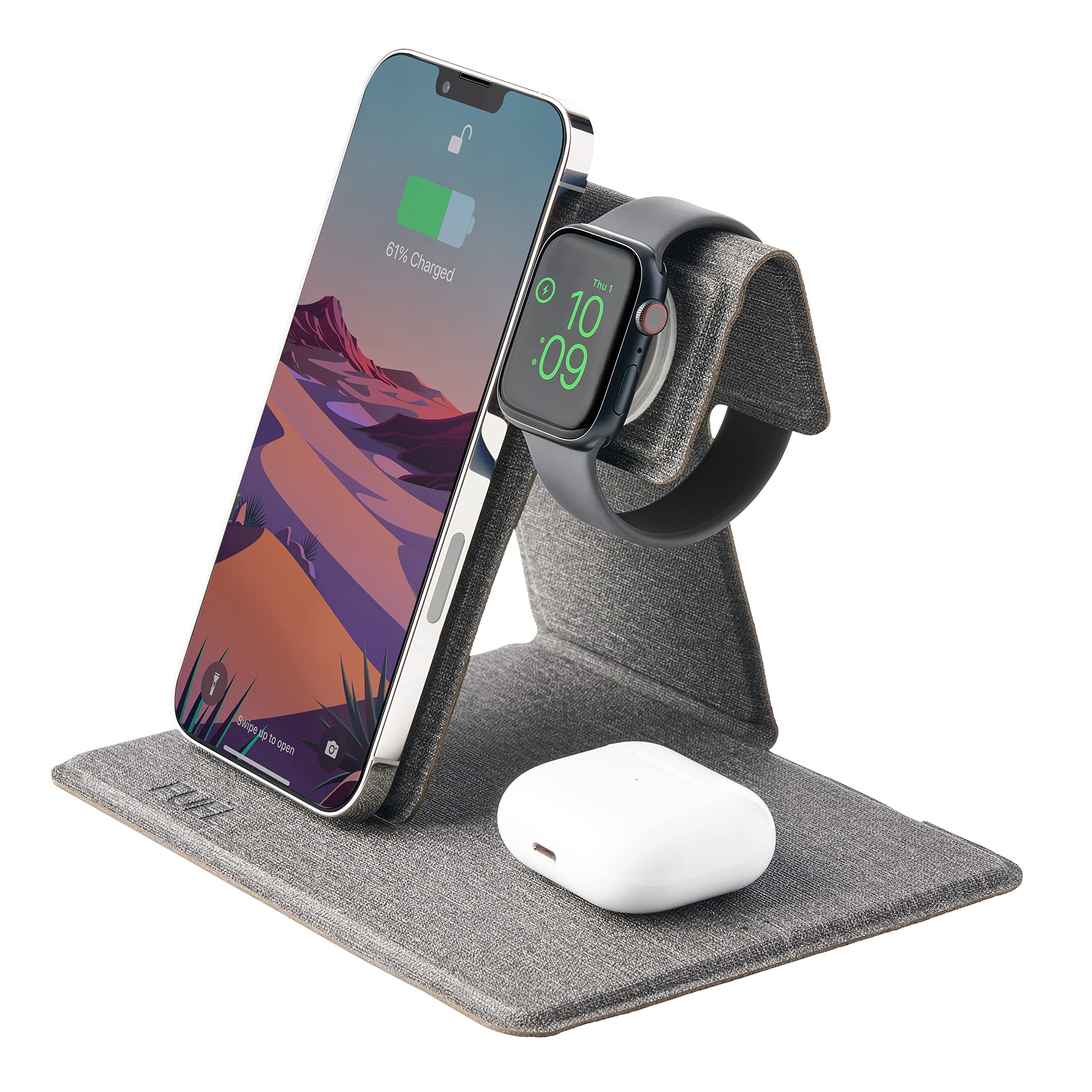 iPhone Charger - Fuel - Foldable 3-in-1 Wireless Charging Station w/ 45W Wall Charger -Portable Fast Charger For iPhone 14 Pro Max/ 13 Pro Max/ 12/ iWatch 8/7/6/5/SE (Charger Included) Airpods Pro/3/2