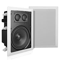 Pyle In-Wall / In-Ceiling Dual 6.5'' Enclosed Speaker Systems, 2-Way Flush Mount Stereo Speakers (Pair),White