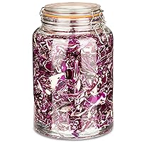 kitchentoolz Large 1 Gallon Glass Mason Jar Extra Wide-Mouth with Hinged Lids, Airtight Leakproof Glass Canning Jars, Container for Preserving, Overnight Oats - Pack of 1